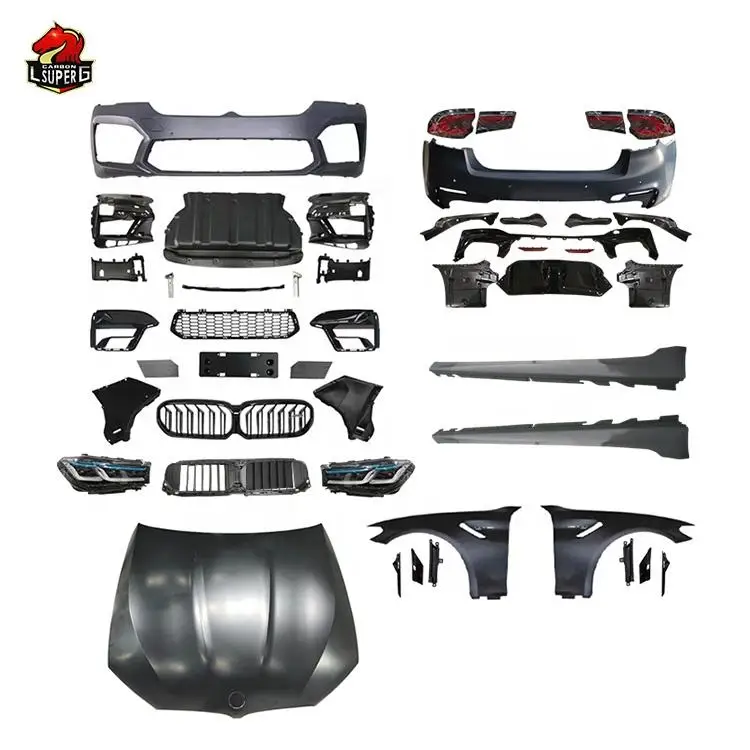 G30 pre-upgraded G30 LCI M5 style body kit for BMW 5 Series front and rear bumpers, hood, headlights, taillights, fenders