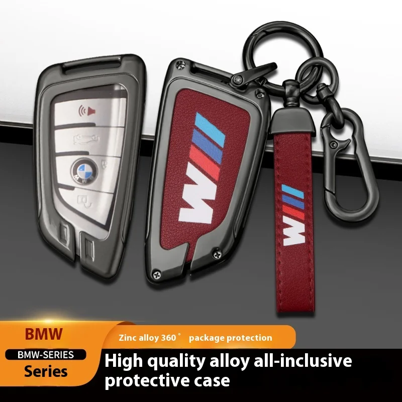 For BMW M E39 E46 E60 E90 F25 F15 F10 F20 F30 F01 G05 G20 X1 X3 X5 Car TPU Zinc Alloy Key Case Bag Car Key Chain Metal Key Shell