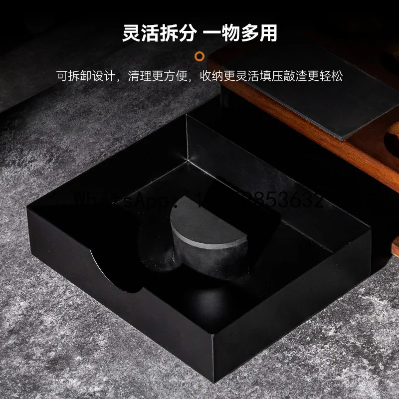Multifunctional solid wood pressed powder holder storage knock box rounded corner coffee bottom seat storage board storage seat