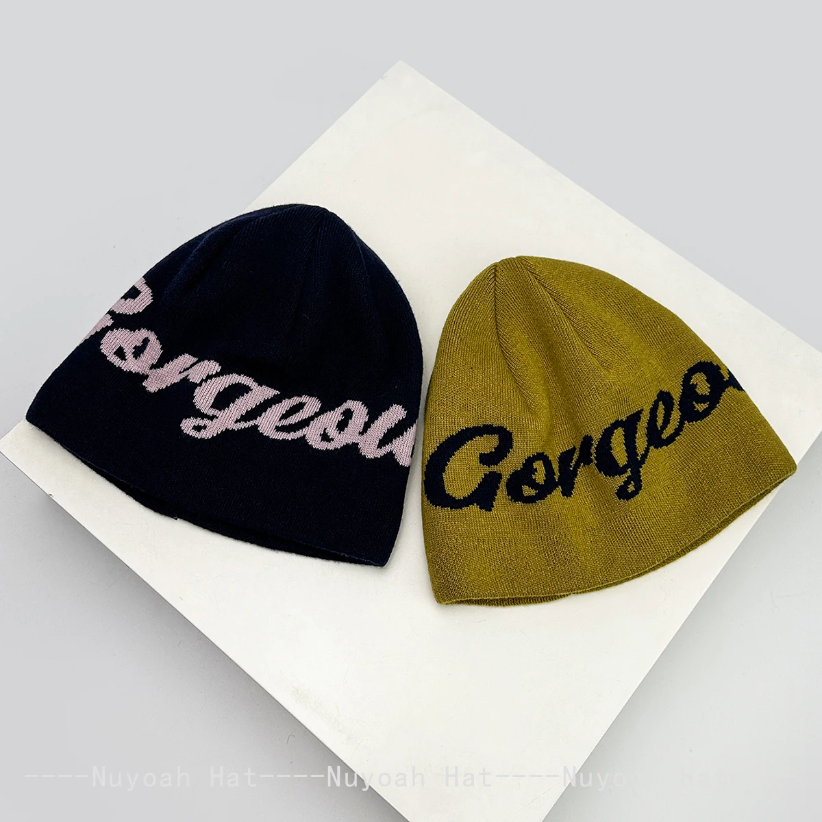 جديد الرجال النساء المتخصصة الكورية الجاكار خطابات قبعات منسوجة الدافئة الشخصية موضة في الهواء الطلق بيني الرجعية تنوعا كتلة اللون الإضافية #5