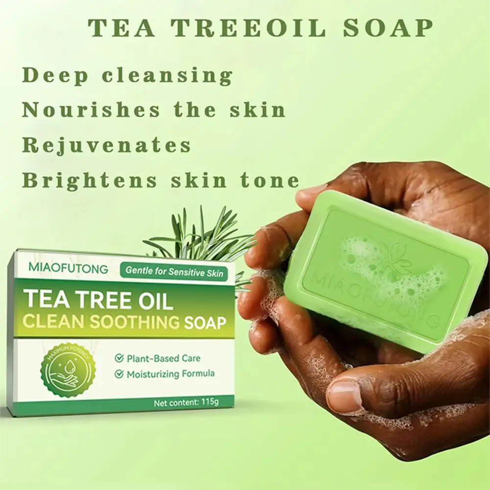 Tea Tree Soap Face Body Deep Cleaning Plant-Based Handmade Tea Tree Oil Soap Bar Moisturizing Body Skin Remove Acne Gently