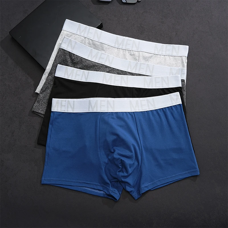 FINETOO 4 pièces/ensemble sous-vêtements pour hommes coton entrejambe intérieur antibactérien confortable respirant taille moyenne sous-vêtements hommes Boxer Shorts