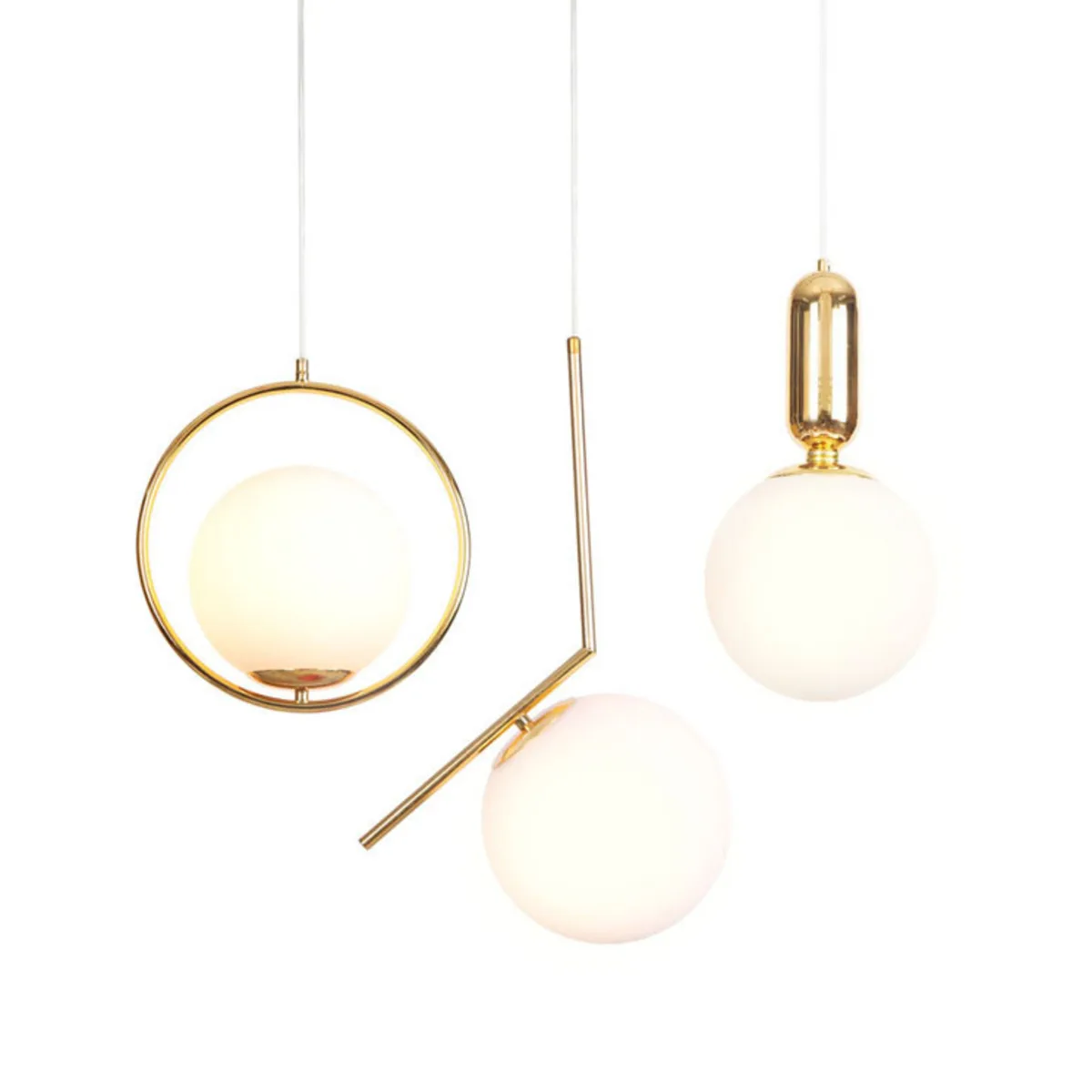 

Post Modern Nordic Originality Concise Hotel Restaurant Bar Personality Led Gold Glass Ball Pendant Light Hanglamp Luminária