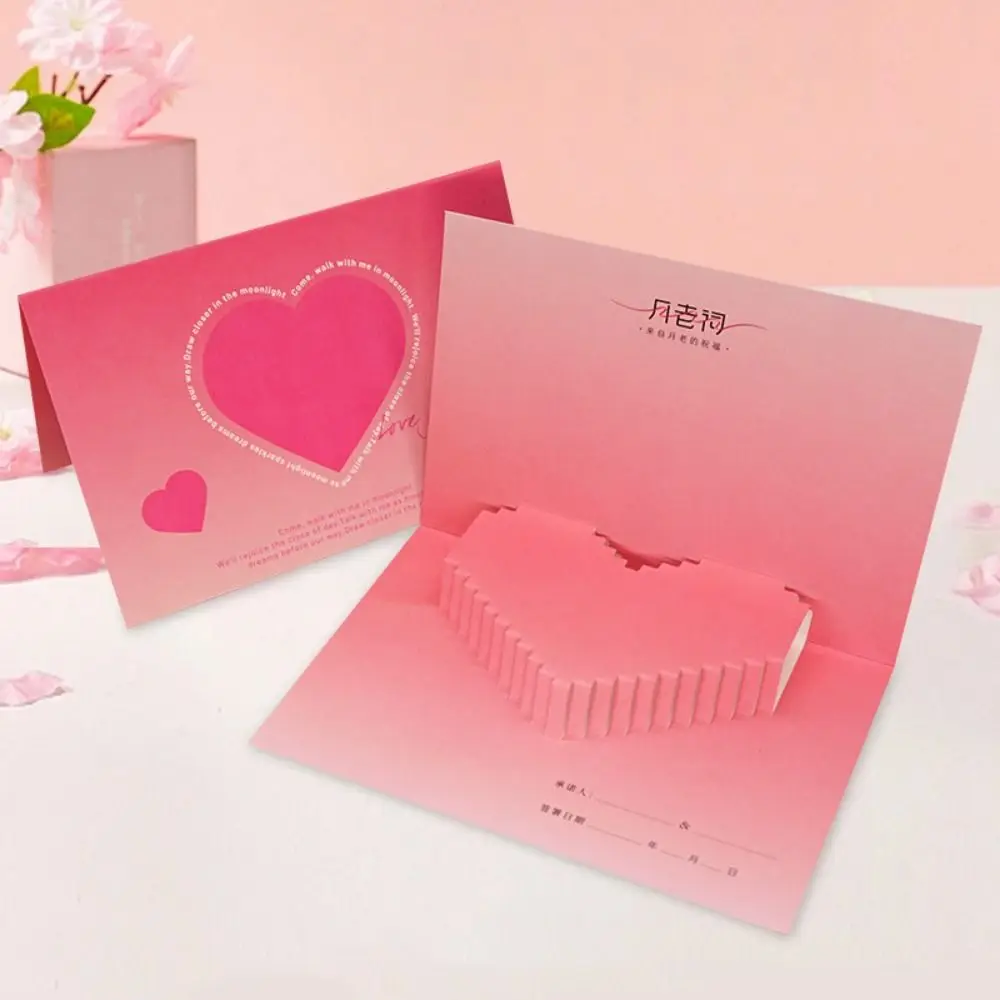 

Valentine's Pop Up Cards 3D Pink Love Heart Greeting Card Paper Gift Cards for Wife 2024 Valentine Day Party Favors Supplies