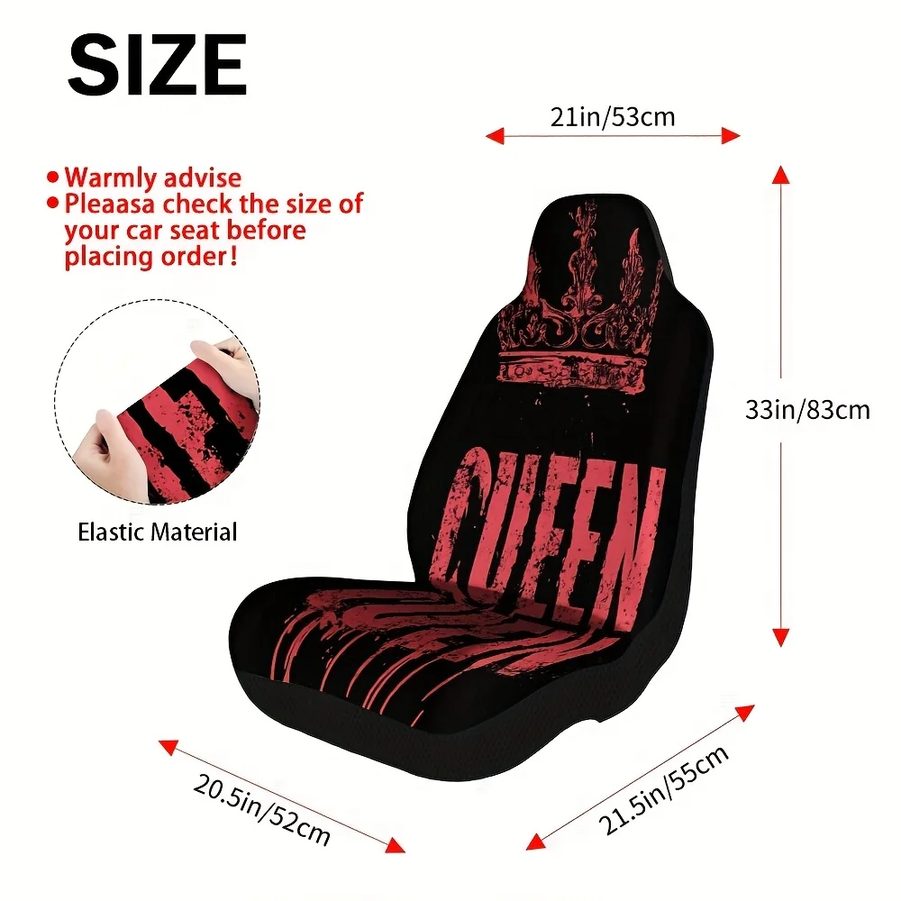 Set Of 2 Universal Car Seat Covers Featuring A Dripping Graffiti Crown Letters Design, Stylish For Vehicle Interiors. Suitable F