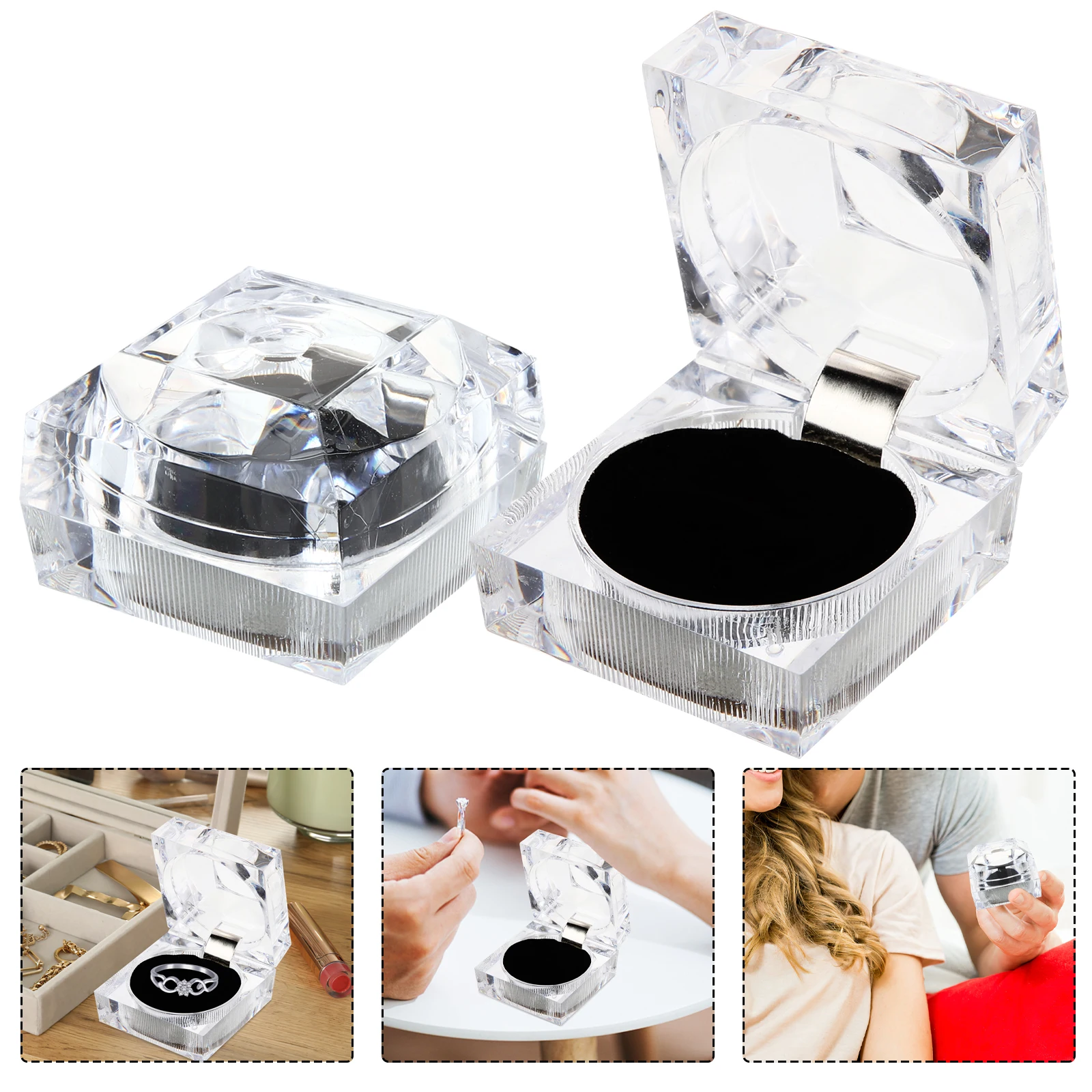 

4 шт., коробка для колец для хранения сережек, компактная легкая упаковка для ювелирных изделий на свадьбу, День святого Валентина, обручальное кольцо для свадебного душа