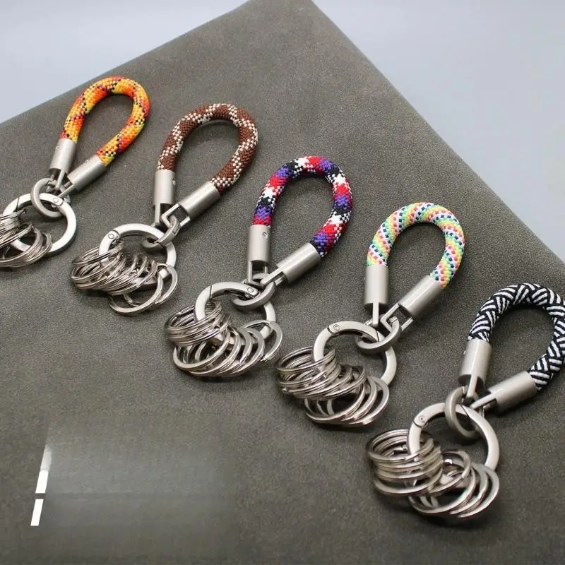 Premium-feel Titanium-colored Alloy Keychain With Multi-ring Pendants A Handy Tool For Organizing Keys Features Detachable
