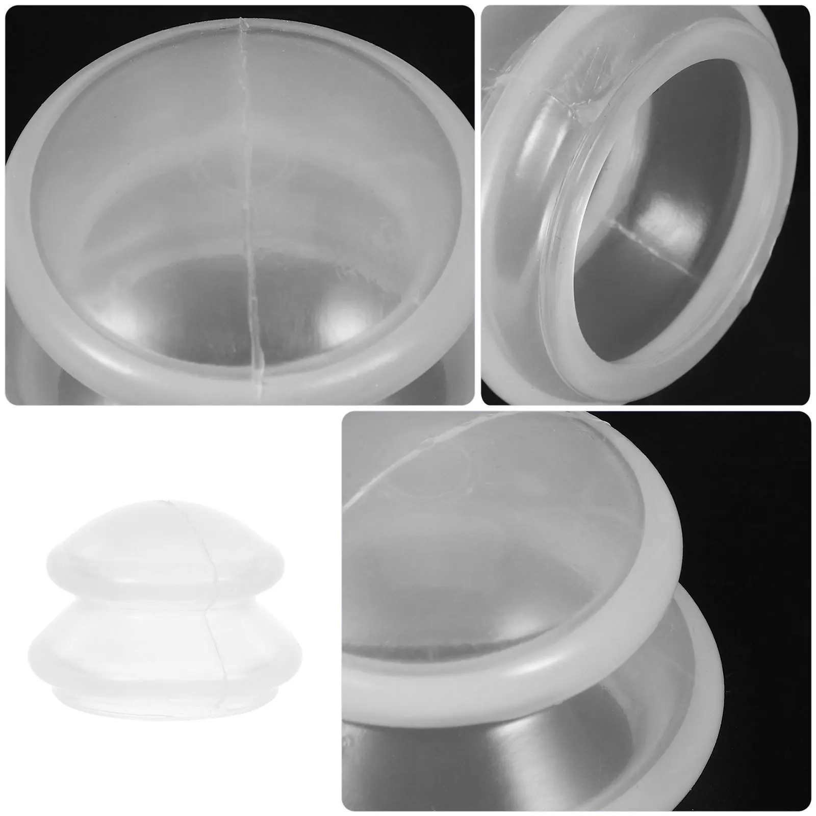 Set di 4 ventose per massaggio sottovuoto con coppettazione facciale in silicone trasparente, set di aspirazione morbida per la cura della pelle da viaggio a casa