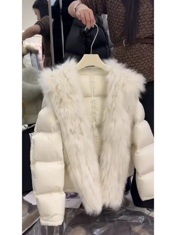 

Корейское пальто-пуховик женское Thi Bread с меховым воротником, теплое зимнее новое поступление, повседневное свободное длинное пальто