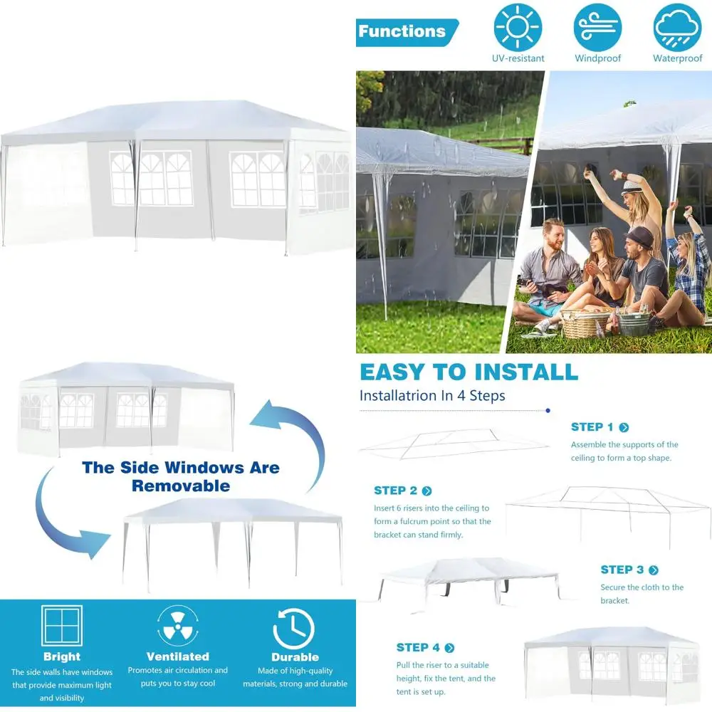 

Палатка для уличной вечеринки 10x20, водонепроницаемая свадебная беседка с защитой от ультрафиолета и 4 съемными сторонами