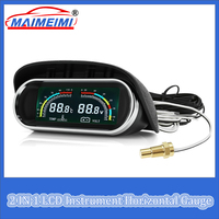 Water Temp Gauge +Voltmeter 2 in 1 LCD Car Truck Gauge With 1/8 NPT Water Temp Sensor for Auto Truck 12V 24V