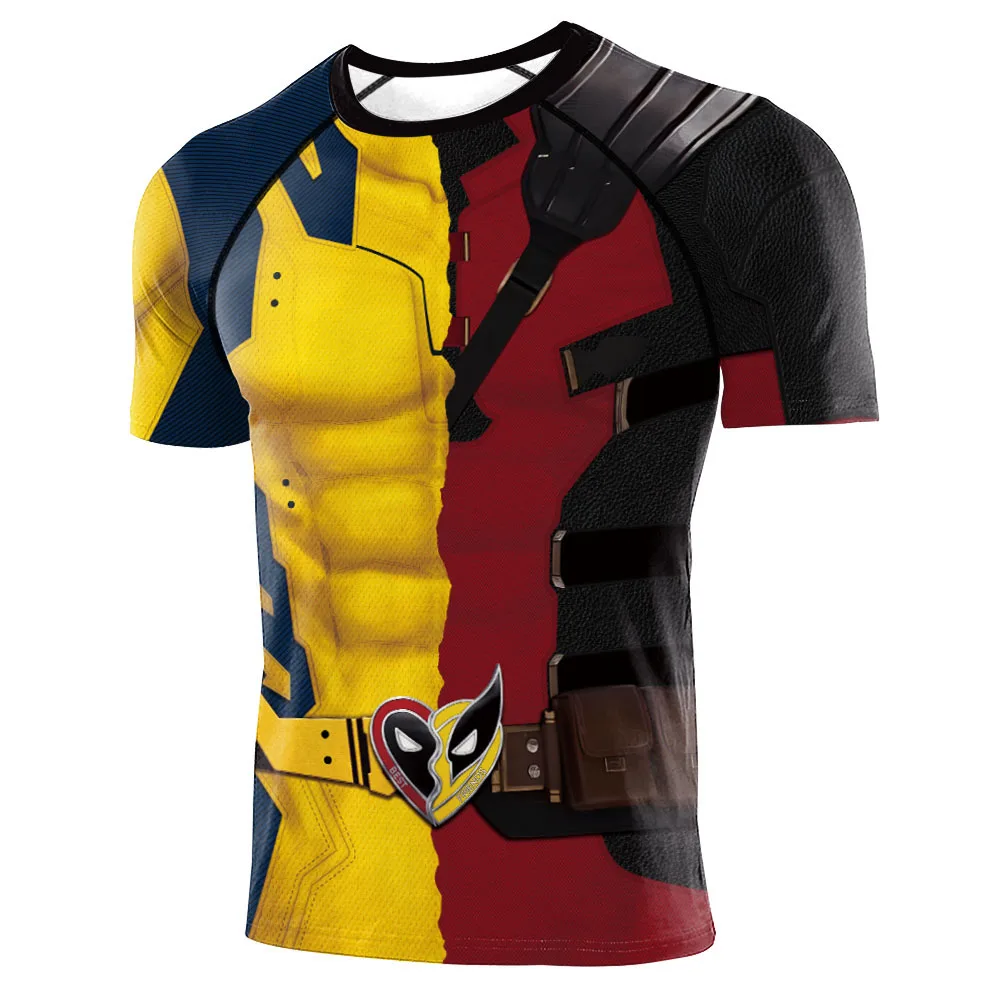 Cosplay Deadpool disfraces camiseta hombres Fitness entrenamiento camiseta deportes gimnasio compresión camisa carnaval Cosplay película Wolverine Tops