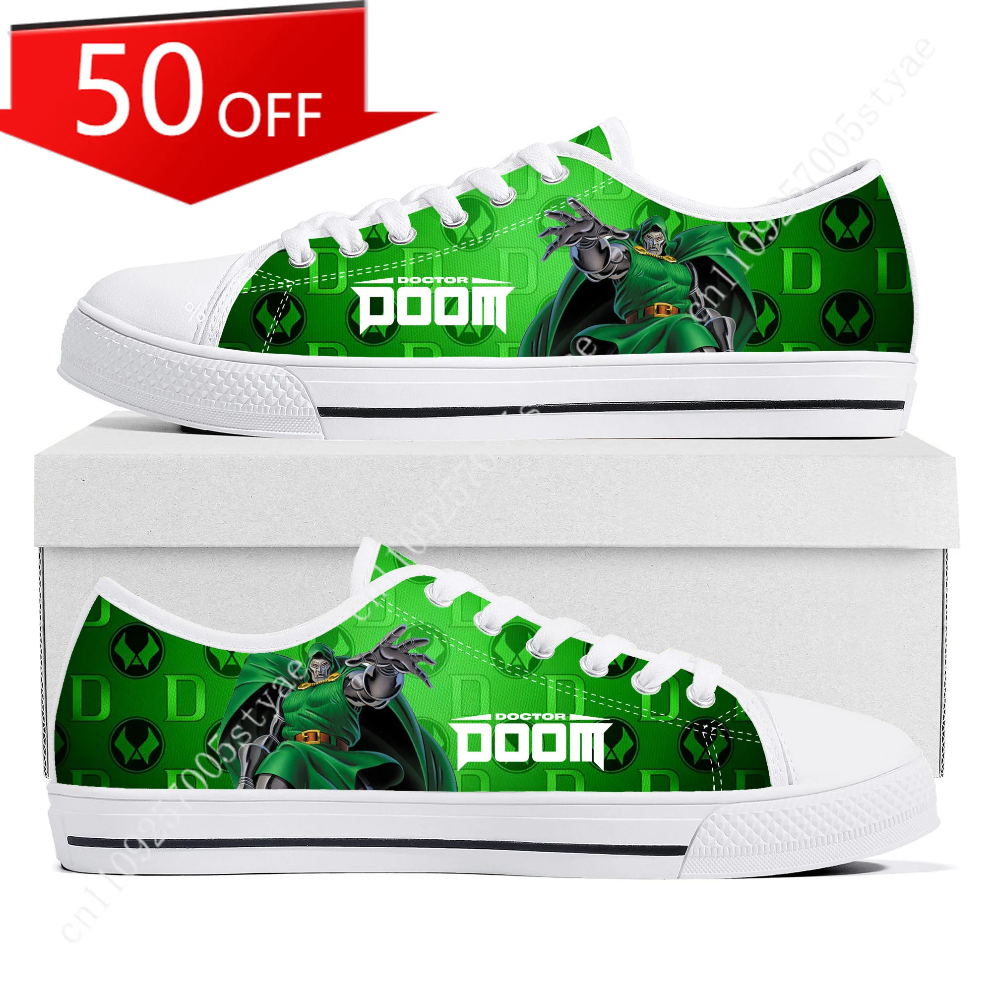 

Marvel Doctor Doom Low Top Lightweight Flat Sneakers Mens Womens Canvas Casual Custom Shoes