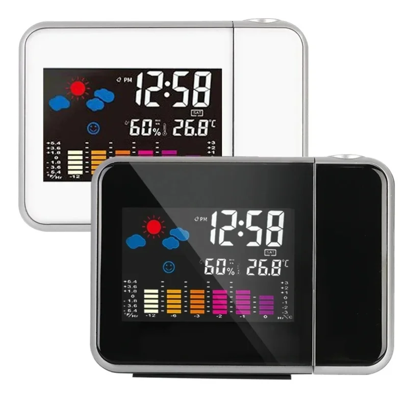 Projection Alarm Clock with Weather Forecast and Temperature/Humidity Display—Digital LED Projection Clock for the Bedroom