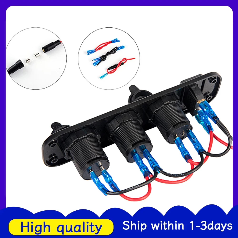 4in1 Marine Switch Panel 4.2A Dual USB Charger LED Lighted ON Off Rocker Toggle Switch for Truck Car Marine Boat RV Blue
