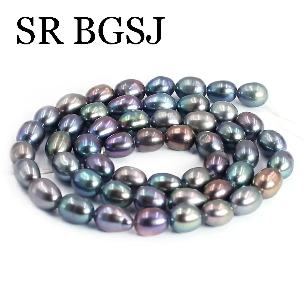 

5-6mm Mini Olivary Rice Black Real Natural Round Freshwater Pearl Jewelry Making Diy Spacer Seed Beads 14''