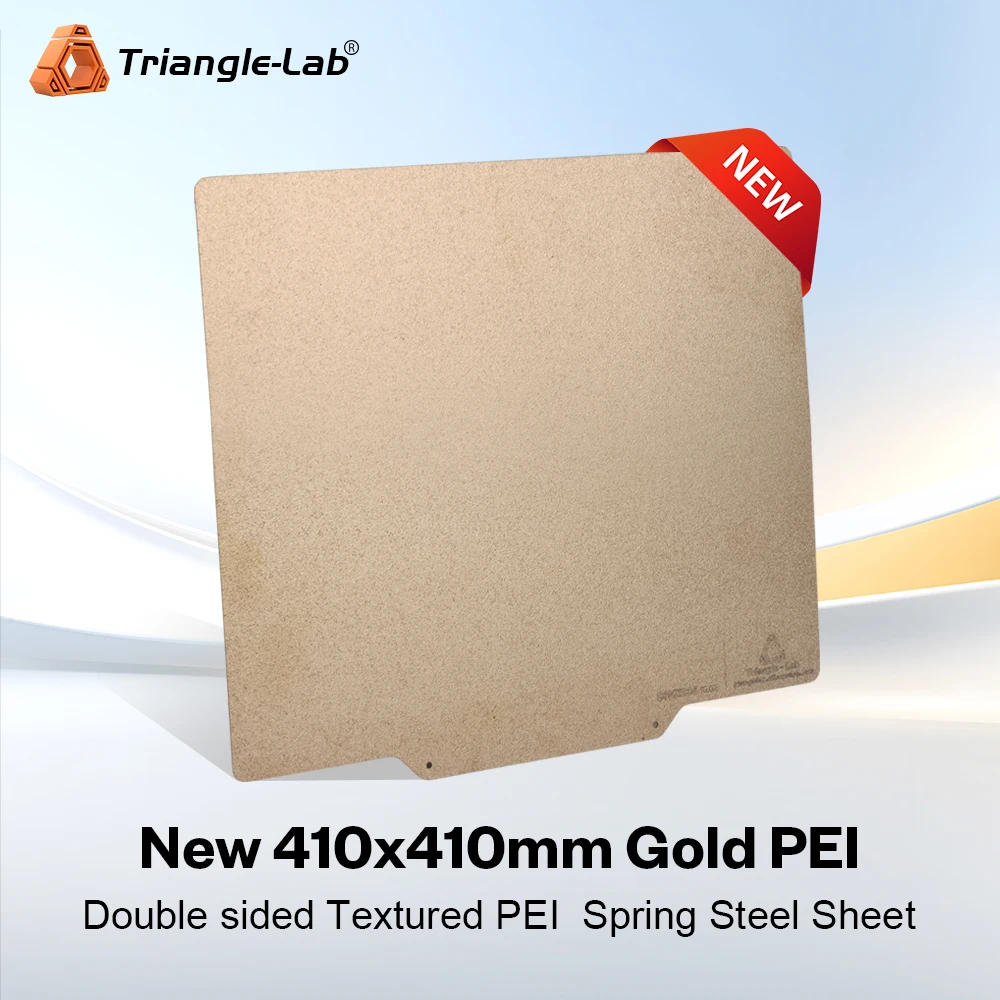 C Trianglelab 410 X 410 Gold Double Sided Textured PEI Spring Steel Sheet Powder Coated PEI Build Plate 3D Printer for ABS PETG