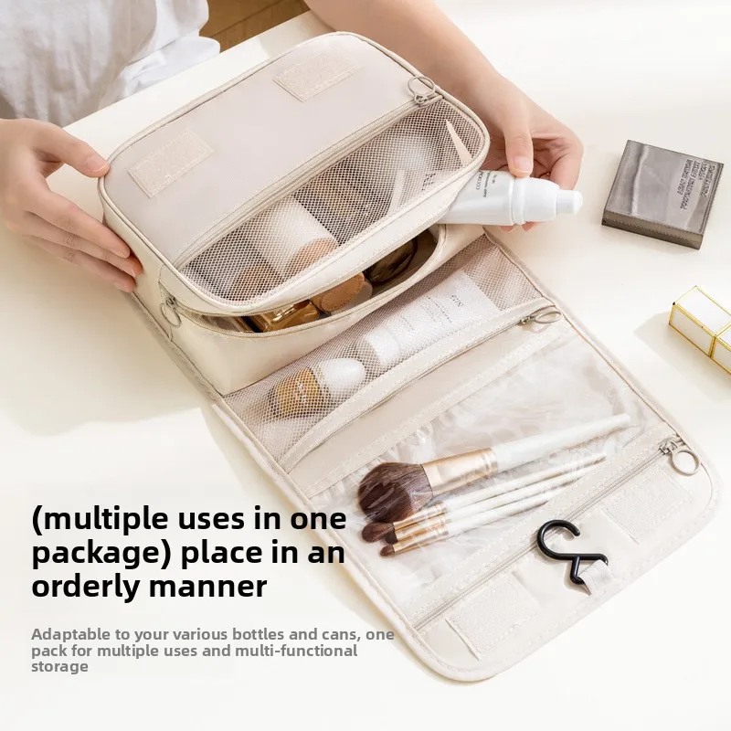 Travel hook-up toiletry bag, large-capacity toiletry and makeup bag, separates wet and dry items, portable large cosmetic bag