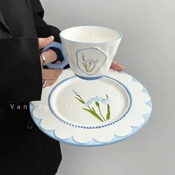 High Beauty Mug French Retro Romantic Afternoon Tea Cups and Plates Coffee Cup Set Small Fresh Flower Ceramic Cup