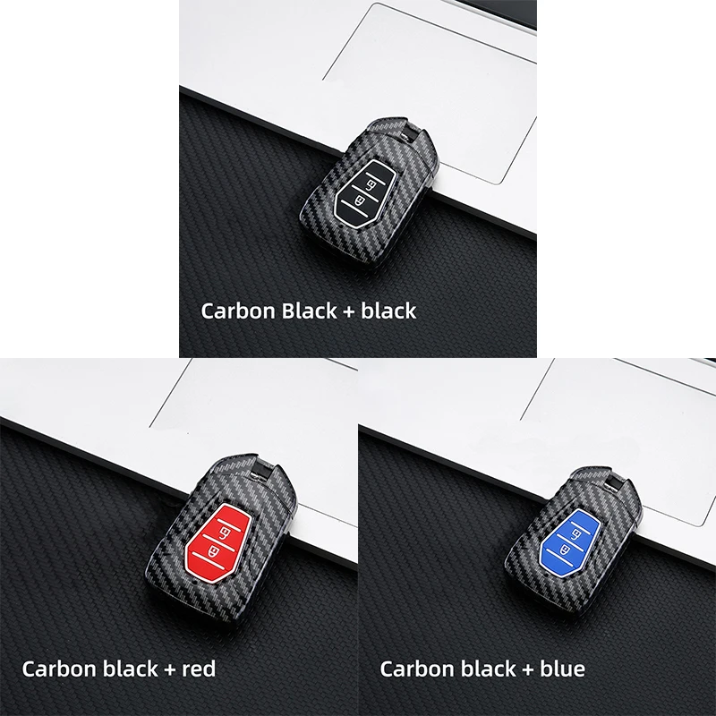 ABS Carbon Car Key Case For ISUZU Dmax D-max Mux 2021 2022+ D-max MU-X 3.0 Mux  Key Cover Case