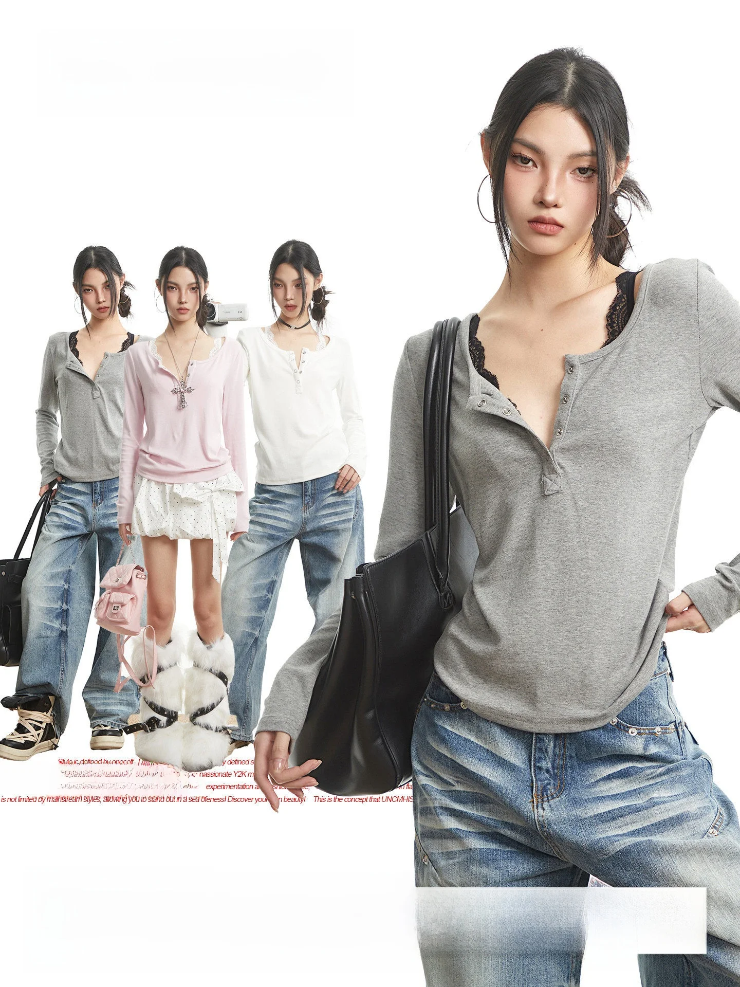 

Женская базовая футболка Slim Fit с длинным рукавом, простая и универсальная, для осени от Uncmhisex