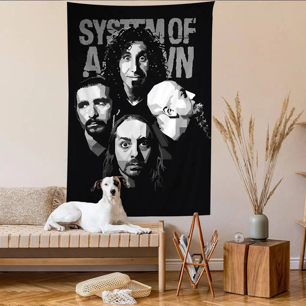 S-System Of A D-Down Band Anime Tapestry Hippie Flower Wall Carpets Dorm Decor Wall Hanging Home Decor