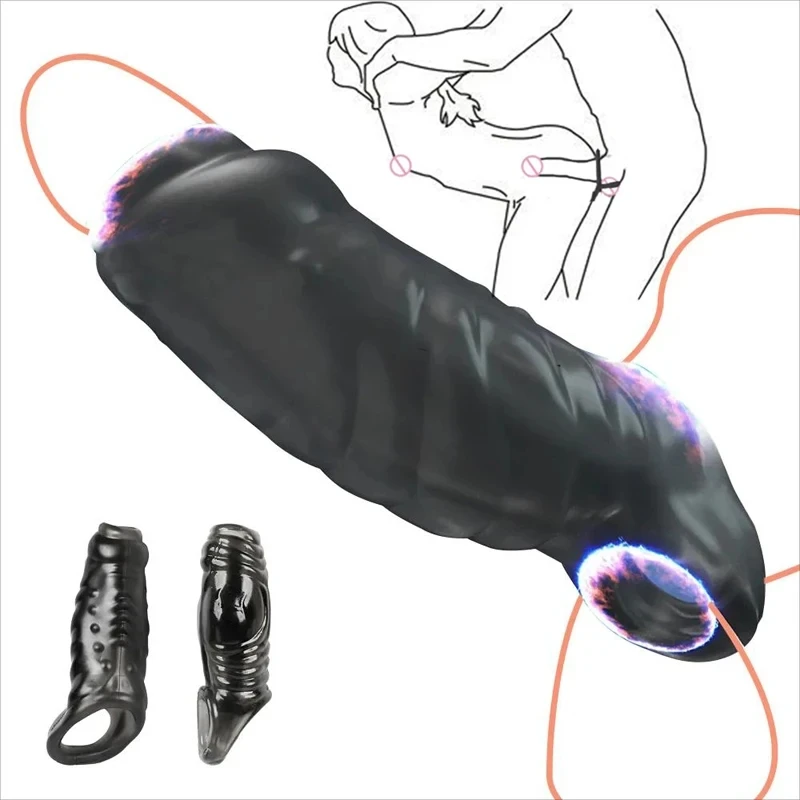 Sex Toys For Men Penis Enlargement Cock Ring Dick Penetration Extender Sleeve Reusable Condoms Erotic Couple Adults Products 18+