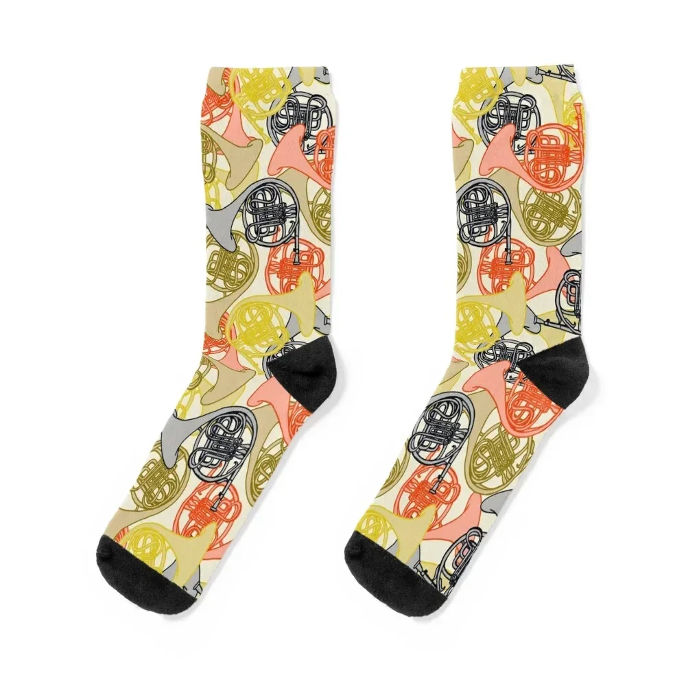 

Hootenanny Horns French Horn Pattern Socks Argentina cute Non-slip heated Socks Women Men's