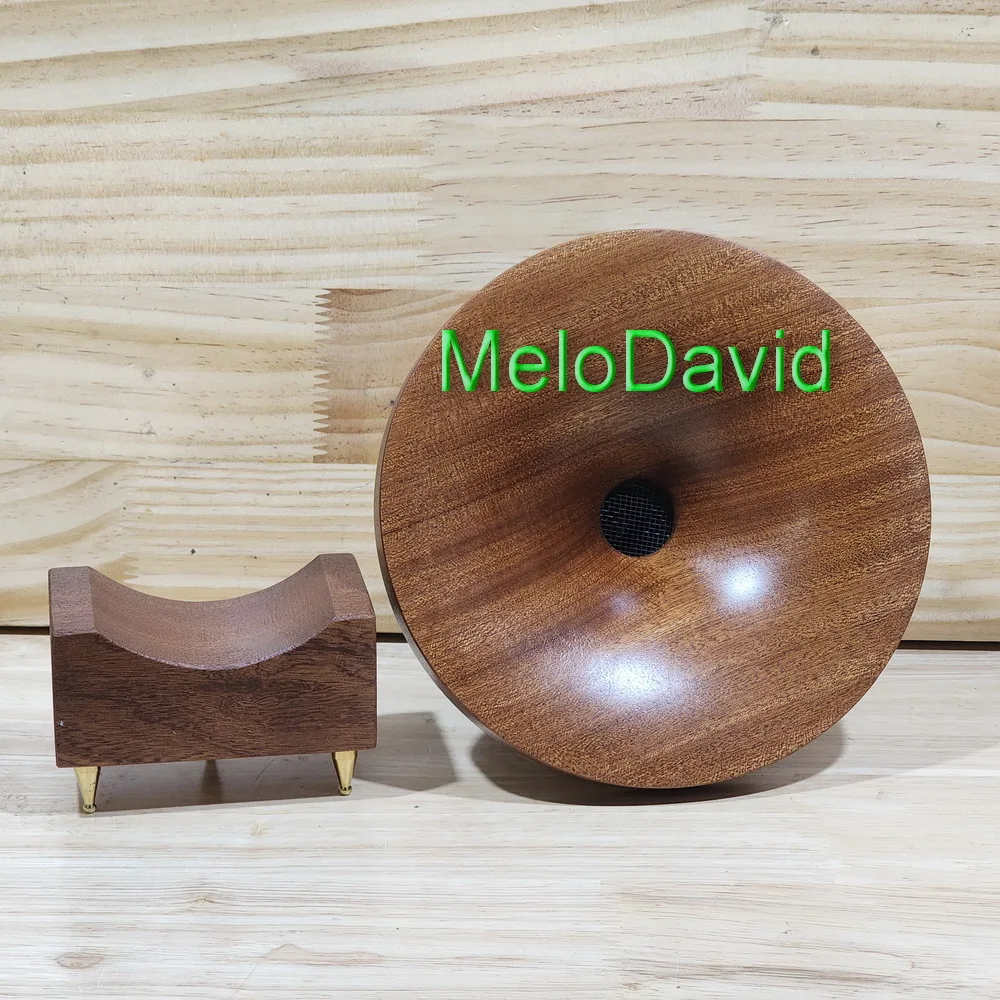 Pair = 2 Pcs of MeloDavid   98db  extra Hi frequncy wooden Horn tweeter  + wooden support