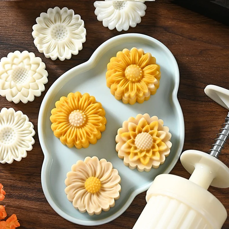 Daisy-Shaped Printing Moon Cake Mold Cake Cake Decoration Tool Hand-Pressed Household Baking Mold