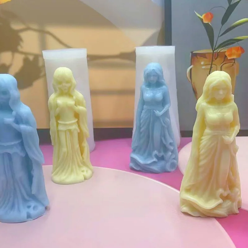 Ghost Bride Aromatherapy Candle Silicone Mold DIY Halloween Horror Statue Candle Plaster Ornaments Decoration Mold