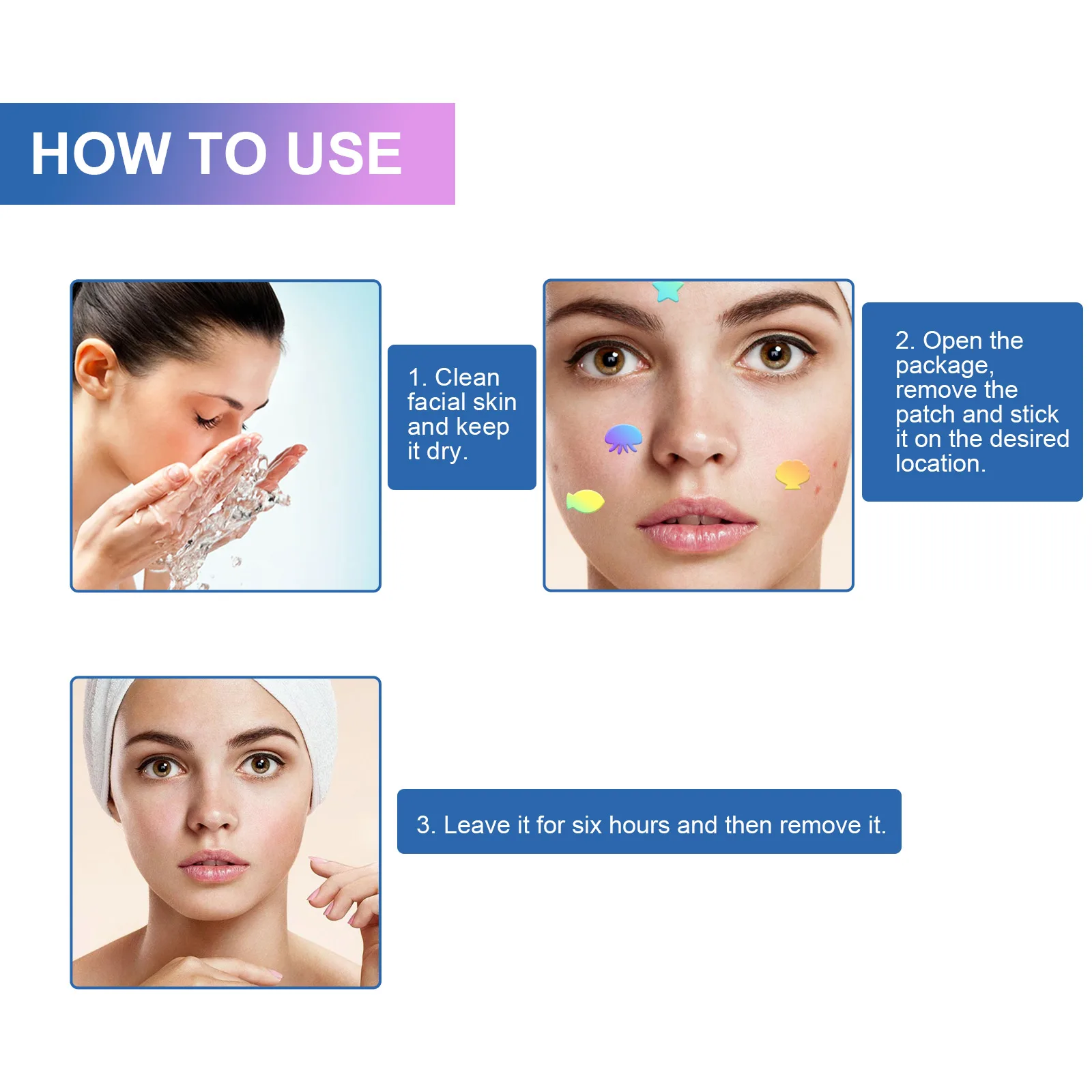 OUHOE Cute Color Acne Patch Lighten Pimples Makeup Concealer Breathable Cute Color Acne Patch