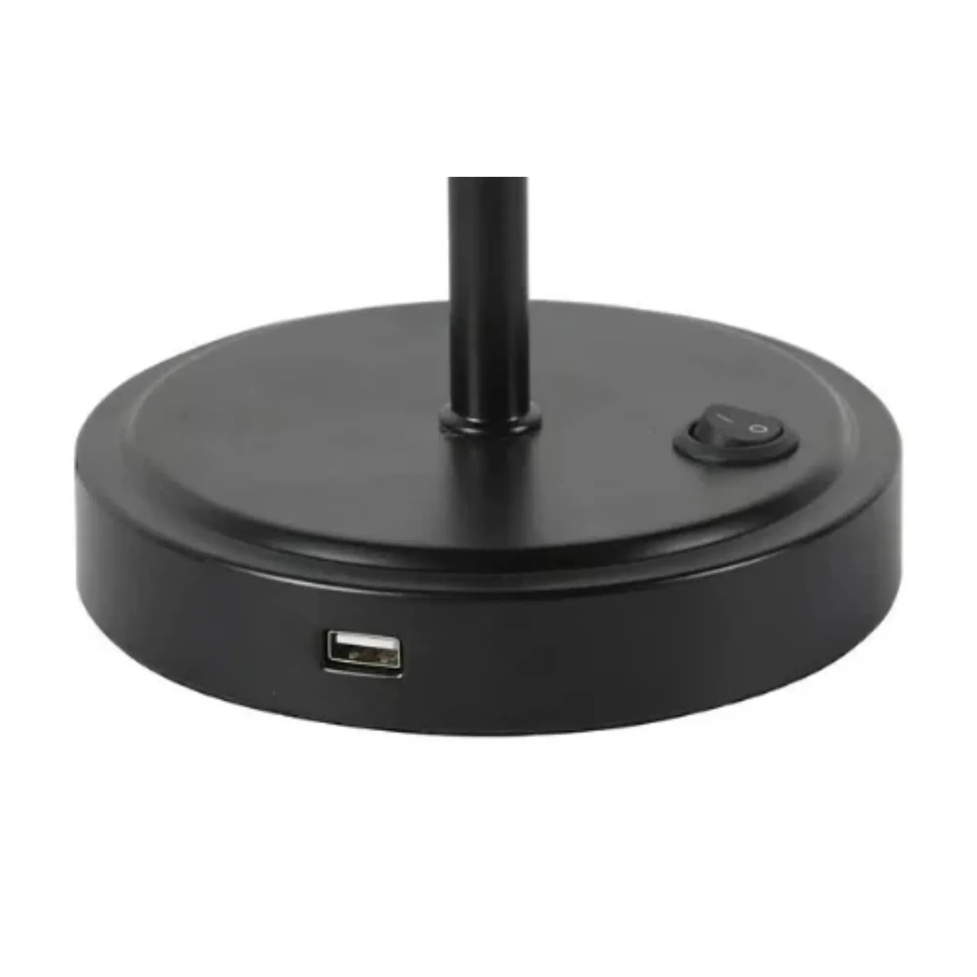 مصباح عصا معدنية سوداء مقاس 19 بوصة مع منفذ USB، مصباح أرضي حديث لغرفة المعيشة وغرفة النوم والمكتب، إضاءة قابلة للتعديل