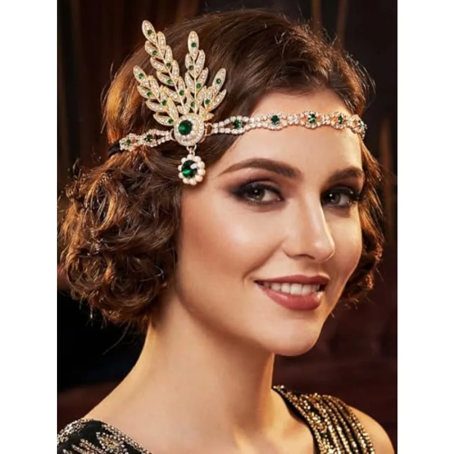 

1920s Flapper Headpiece Rhinestones Flapper Headband Roaring 20s Hair Accessories for Women,One size