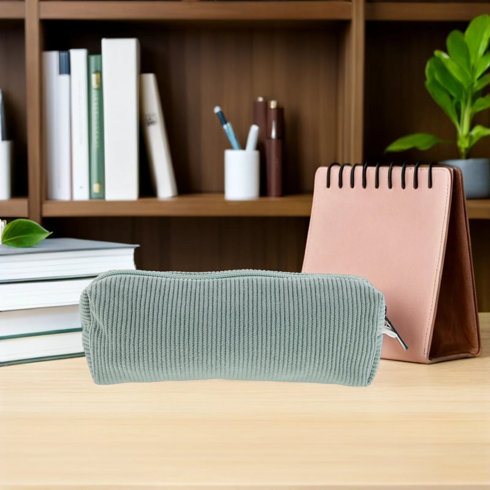 

Solid Color Vintage Pencil Case Pencil Pouch Organizer Large Capacity Portable School Office Stationery Storage