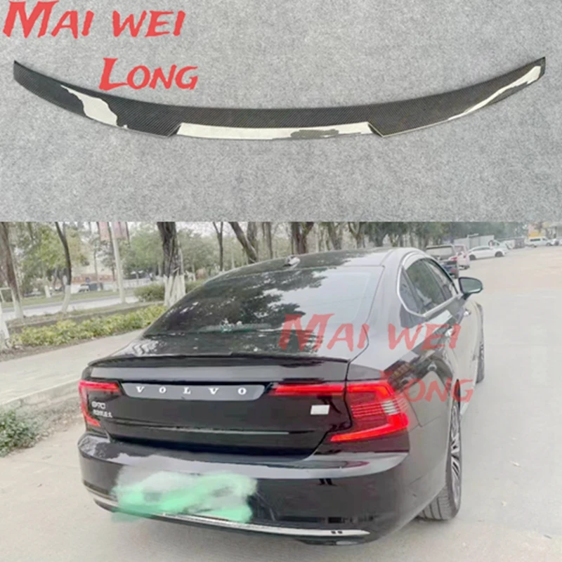 High Quality CARBON FIBER Spoiler For Volvo S90 2018 Primer Color Car Tail Wing Decoration Rear Trunk Spoiler For Volvo S90