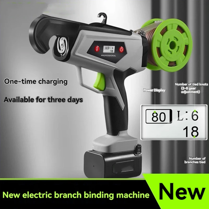 Efficient Automatic Electric Tying Machine LED Display Farm Vegetable Grape Branch Binding Machine Garden Plant Strapping Tool