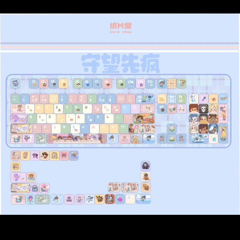 Cute Key Caps 130+ Keys Anime Keycaps Overwatch Keycap Game Keycaps Chreey PBTfor Made68 Mad68 Wooting 60 Mechanical Keyboard