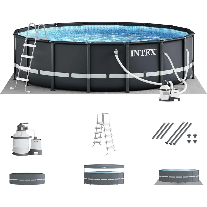 

INTEX 26325EH Ultra XTR Deluxe above Ground Swimming Pool Set:16ft x 48in–includes 1500 GPH Cartridge Sand Filter Pump–Rust Resi