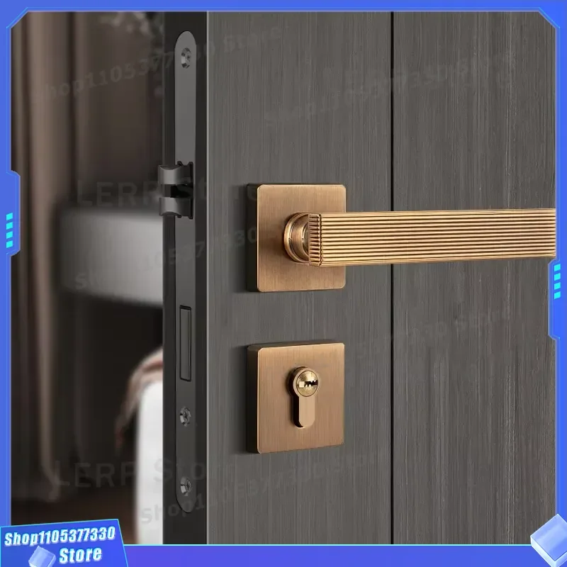 Modern Simple Zinc Alloy Door Handle Gray Split Magnetic Lock for Wooden Bedroom Solid Door Hardware Factory Direct Sales