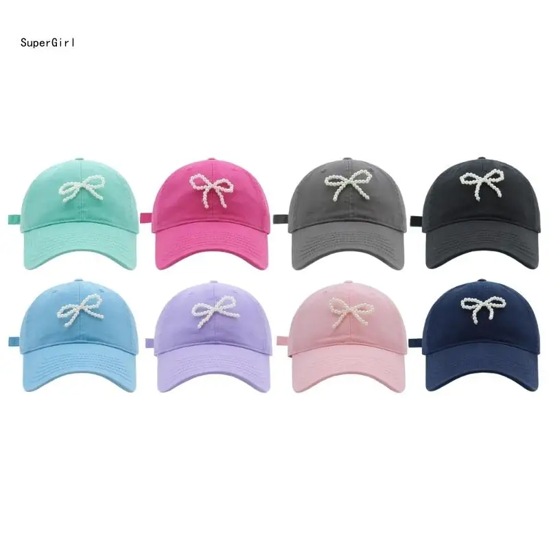 

Modern Pearl Bow Baseball Hat for Exercise Soccer Yoga Running Sports J78E