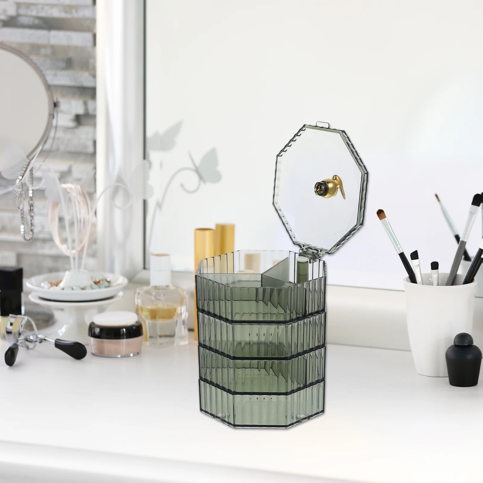 

4-Layer Jewelry Box Large Capacity Space Saving Dresser Organizer Container for Jewelry Collection Desktop Storage Solution