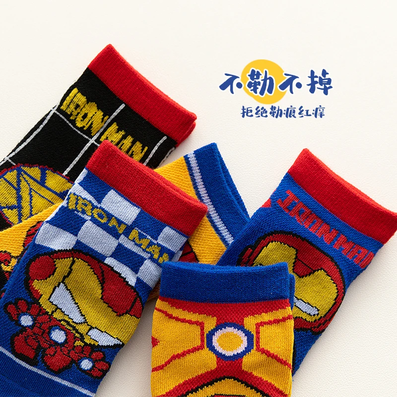 5 Pairs Kinder Socken Iron Man Kinder Jungen Kurze Socke Spiderman Anime Captain America Cartoon Baby Sommer Frühling Mesh Socken 1-12Y