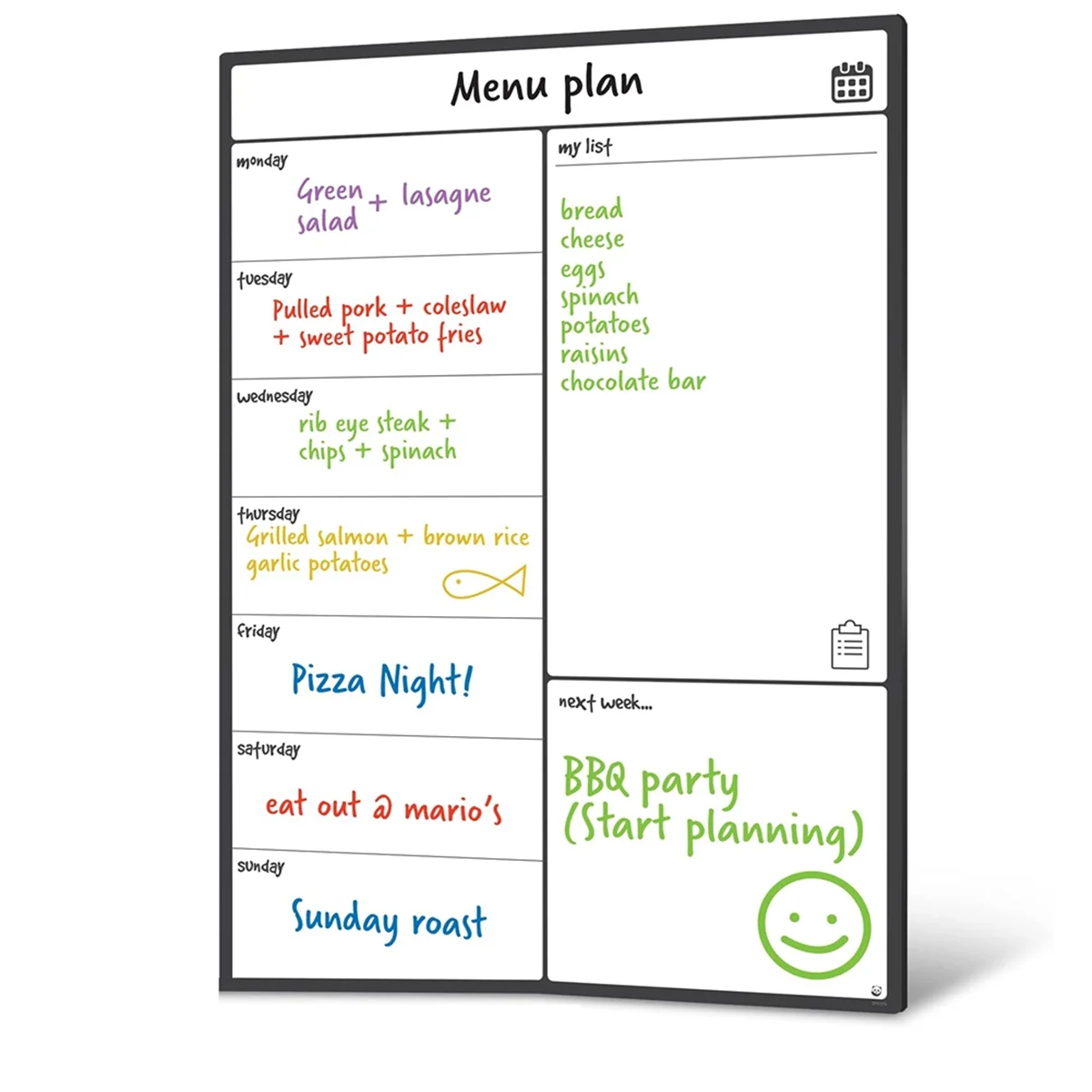 GIGI Magnetic Whiteboard Fridge Calendar Meal Planner and Shopping List White Board - Memo Board and Family Planner