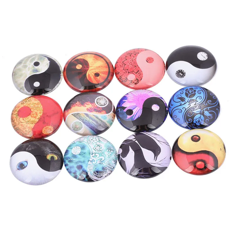 

Onwear Mix Yin Yang Photo Glass Cabochon Round 12mm 14mm 18mm 20mm 25mm Diy Flat Back Jewelry Making Findings