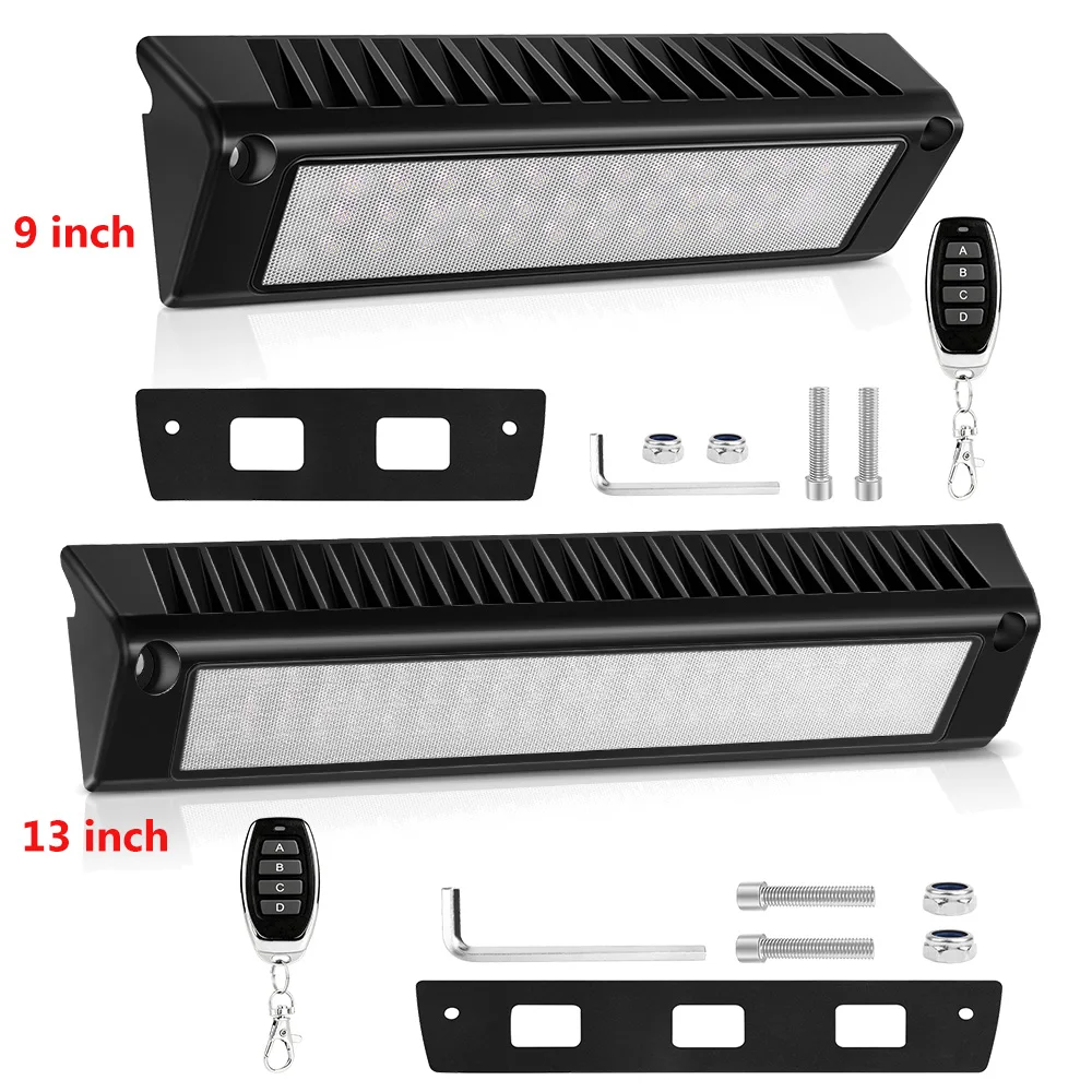 MICTUNING 9/13-Inch RV Exterior LED Light with Remote, White & Amber Dual-Color Porch Light, Waterproof Aluminum for RVs Trailer
