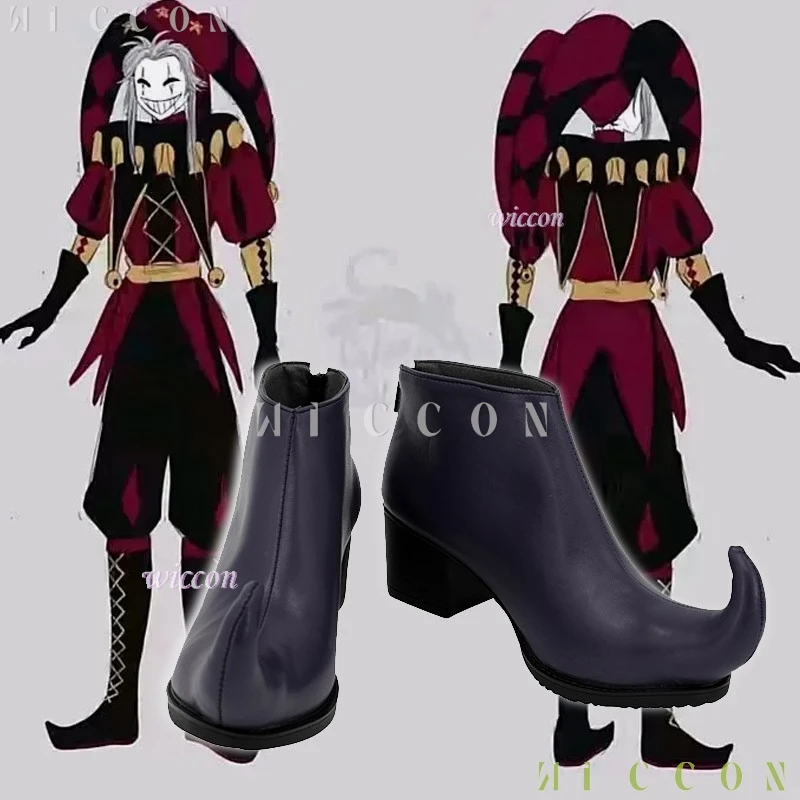 

The Freak Circus Pierrot Cosplay Shoes Clown Hisoka chunky heel circus clown shoes Game Halloween Men Women Roleplay Shoe