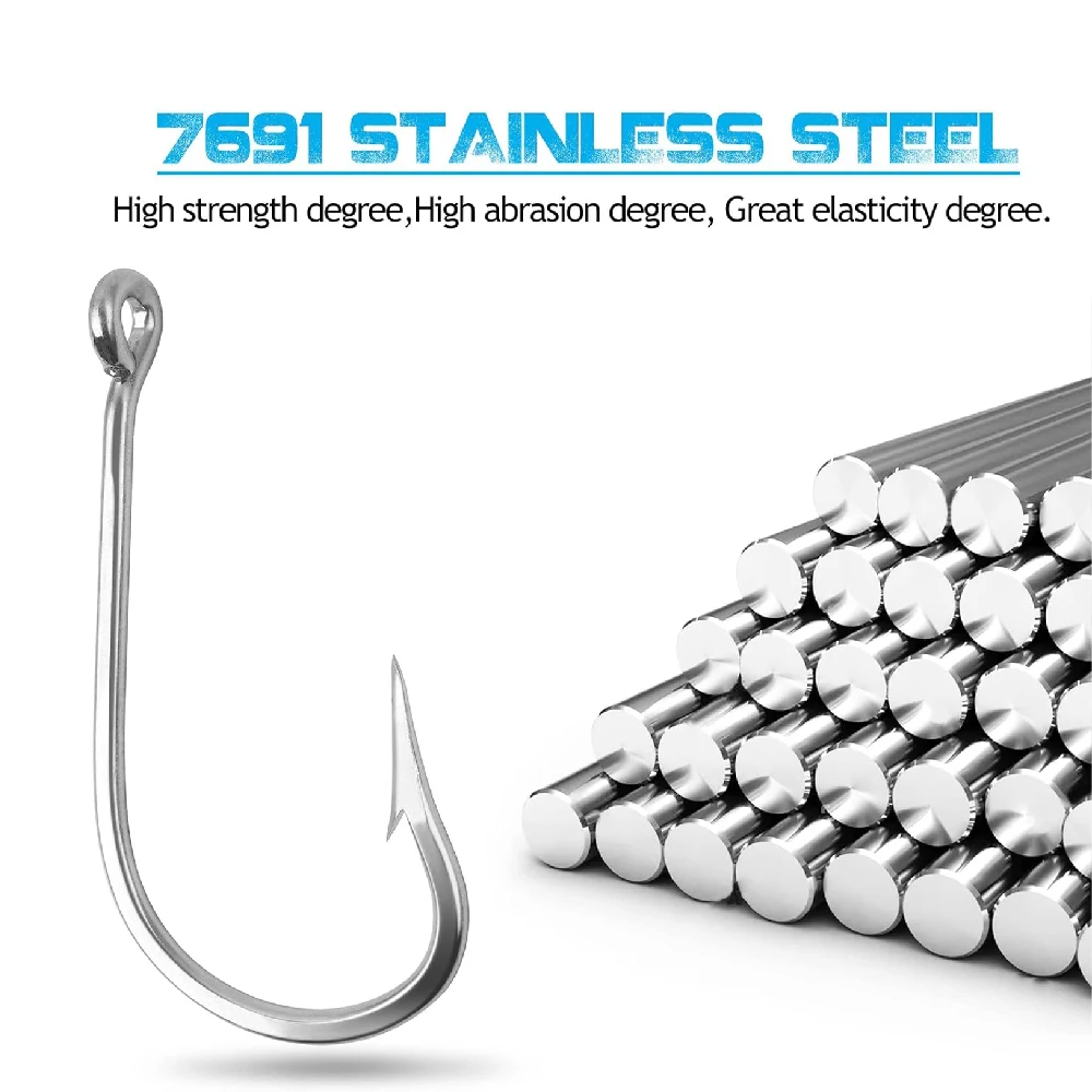 5 قطعة خطاف صيد من الفولاذ المقاوم للصدأ للمياه المالحة خطافات قرش عملاقة كبيرة 7691 خطاف صيد كبير لخطاف صيد سمك التونة لعبة كبيرة لصيد الأسماك