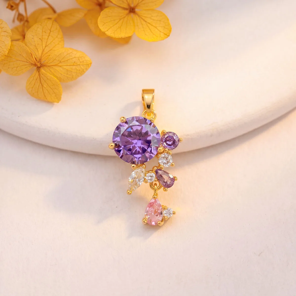 10pcs/lot Purple copper micro-set zirconia DIY jewelry accessories - unique and versatile decorative components