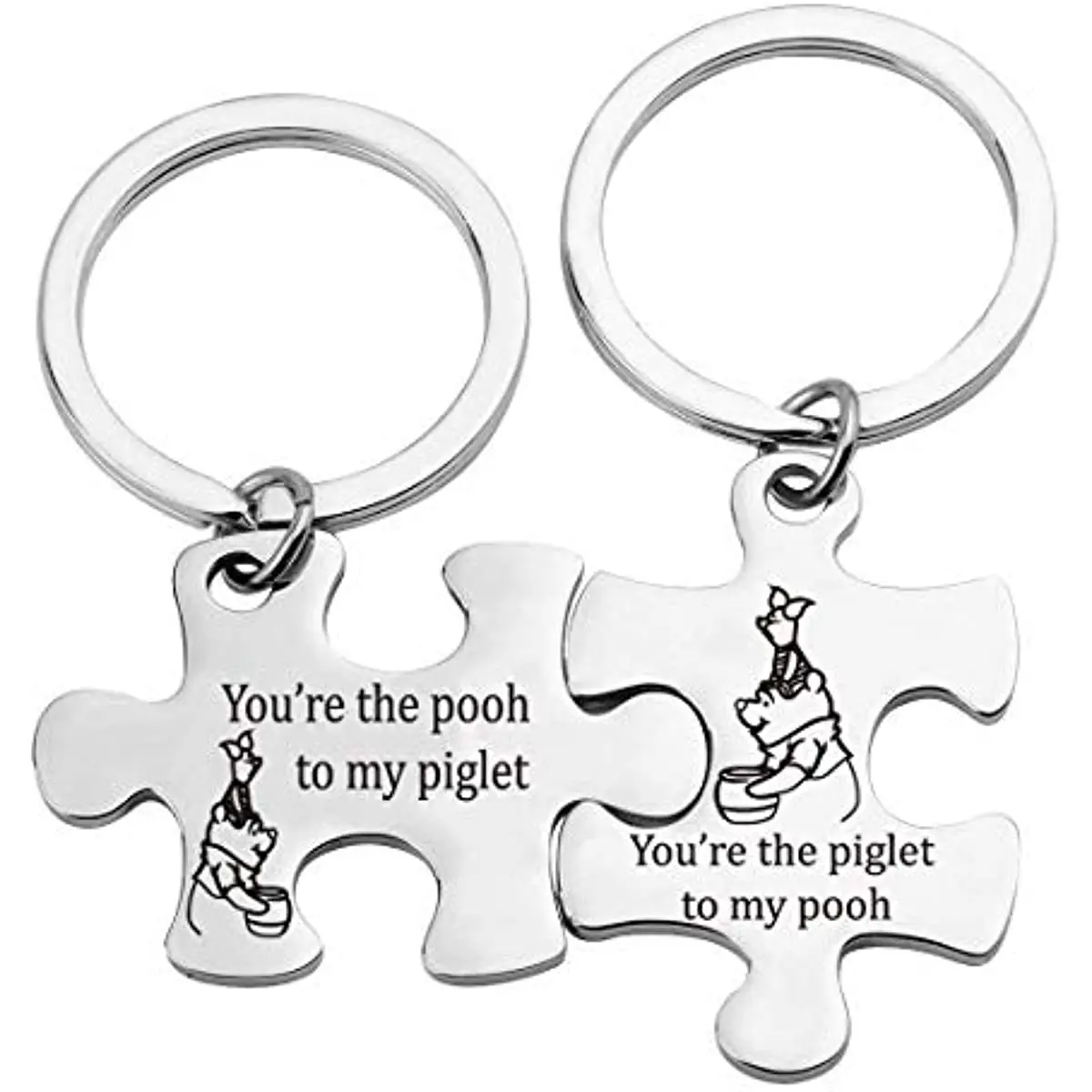 Best Friends Keychain Set Friendship Gift Winnie The Pooh Piglet Gift Winnie The Pooh Jewelry Puzzle Keychain Couple Gifts